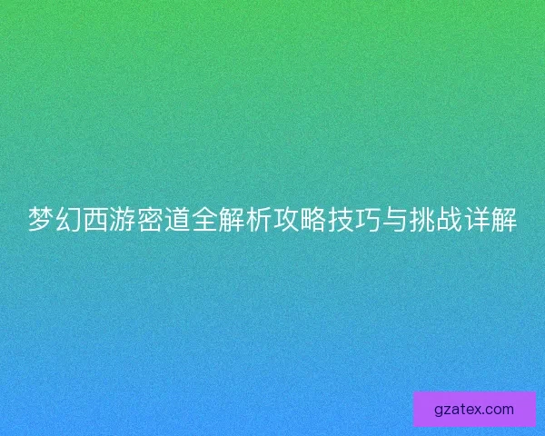 梦幻西游密道全解析攻略技巧与挑战详解