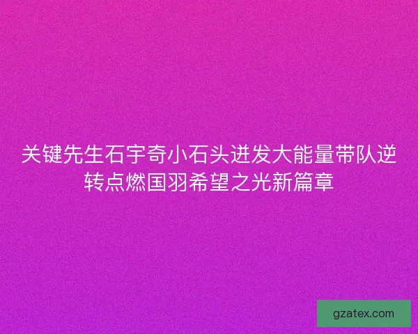 关键先生石宇奇小石头迸发大能量带队逆转点燃国羽希望之光新篇章