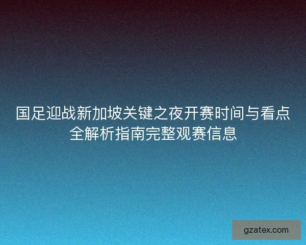 国足迎战新加坡关键之夜开赛时间与看点全解析指南完整观赛信息